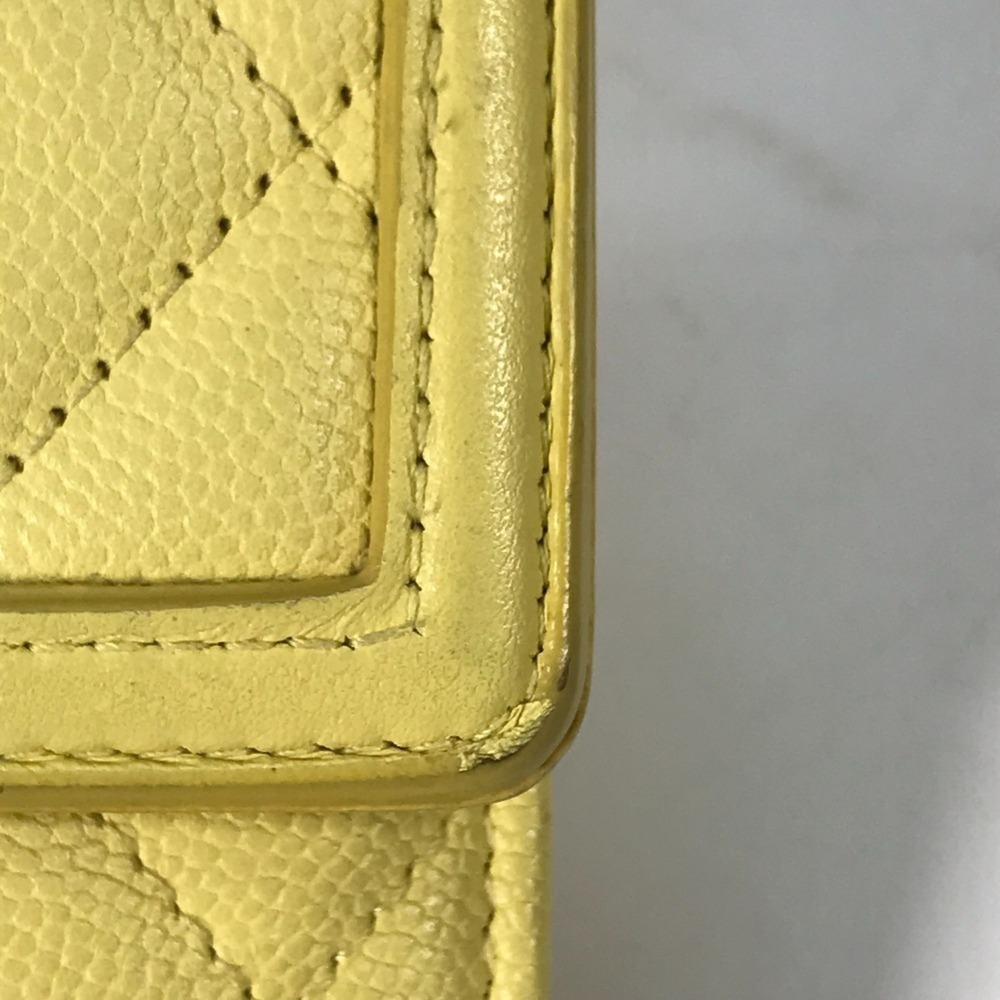 CHANEL Authentic Yellow Caviar Leather Logo Wallet - Picture 11 of 16